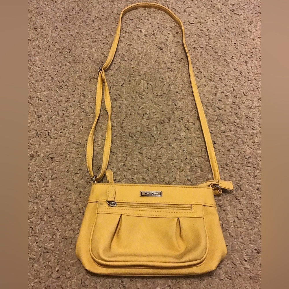 MULTI SAC BUTTER YELLOW CROSSBODY HANDBAG GUC VEGAN LEATHER